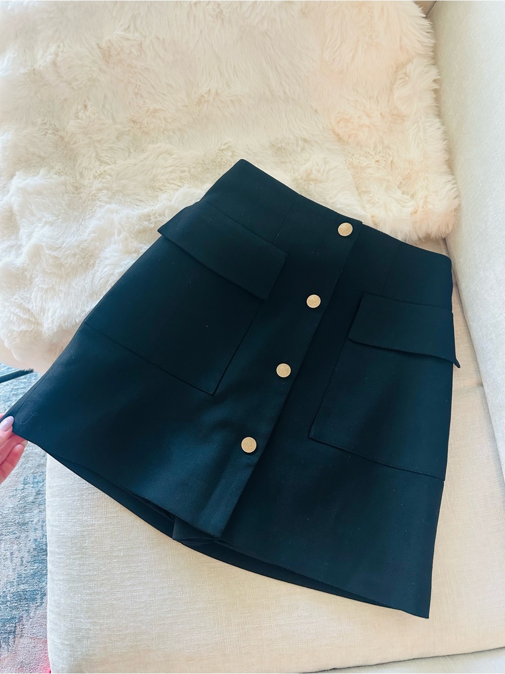 Black Button-Front A-Line Skort size XS MARSEGO